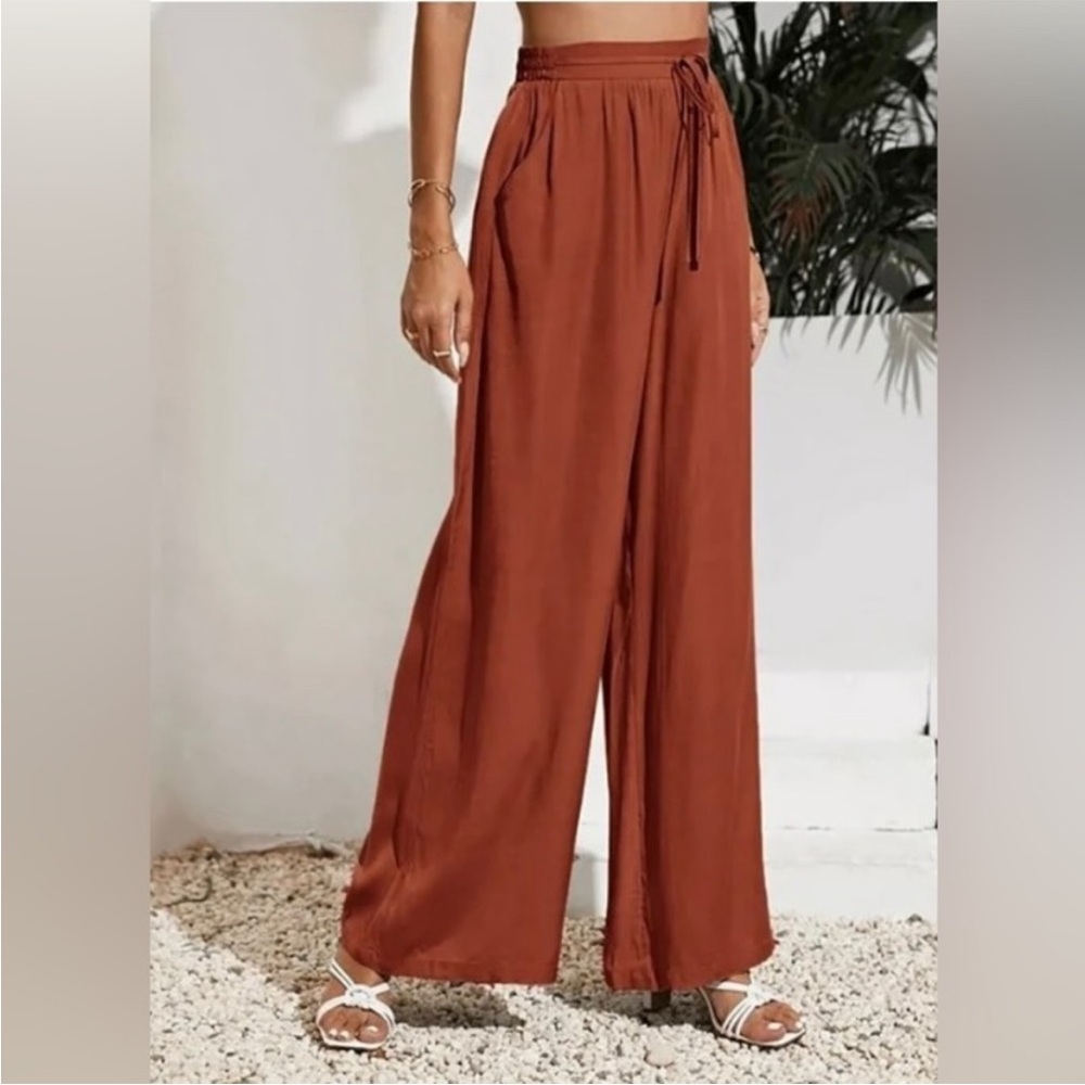 Double Zero Burnt Orange flowy pants size S NWOT 🫶